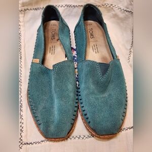TOMS Teal Suede Shoes Size 6.5W